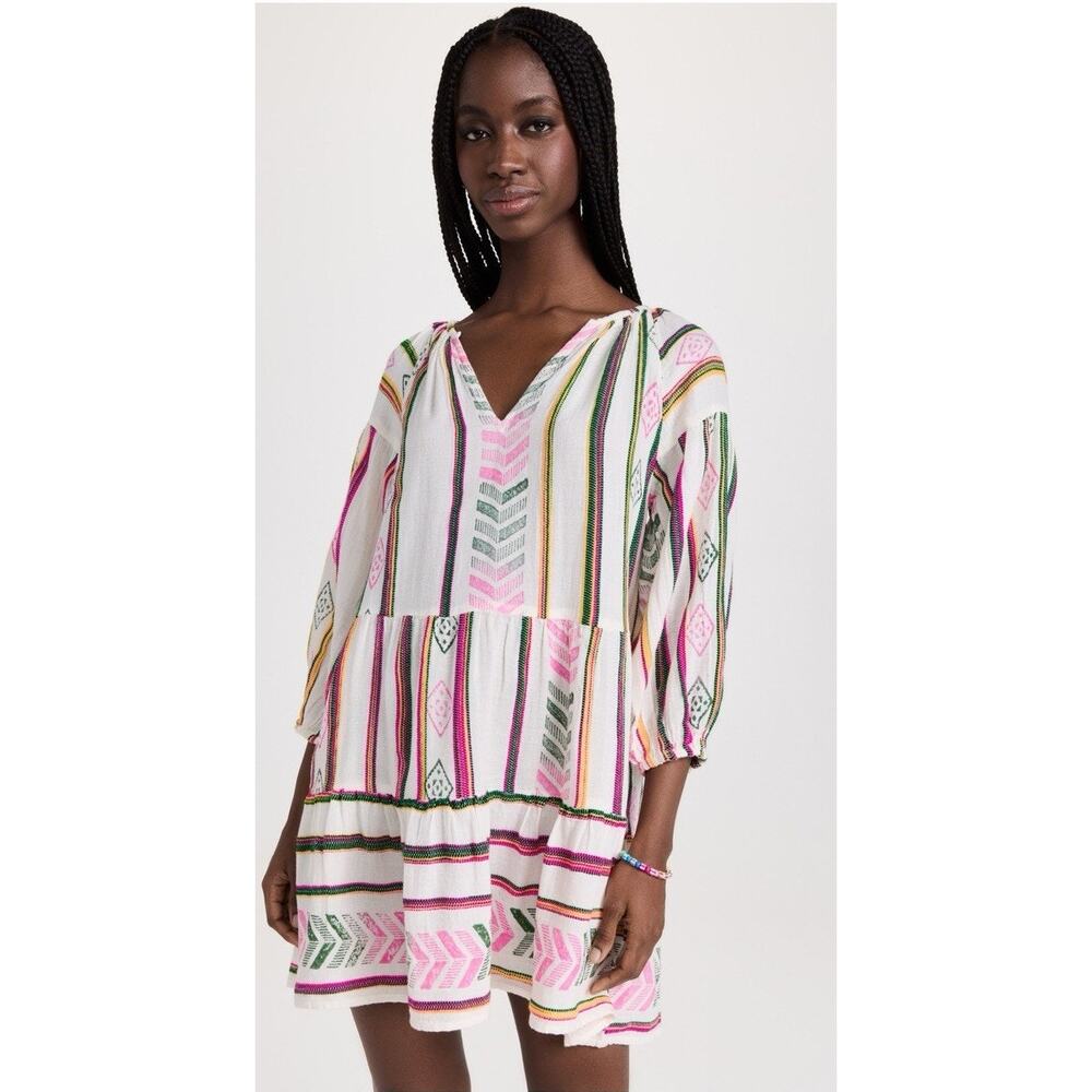 Vervet Graham Spencer Jade Dress Sz M Colorful Embroidered Tiered Boho Beachy